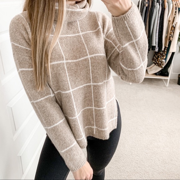 Madewell Windowpane Turtleneck Sweater 